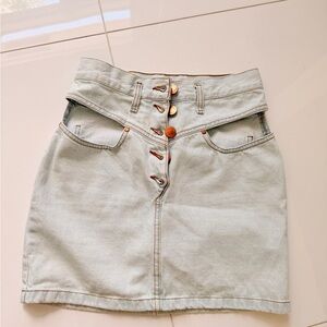 High-Waist Light Wash Denim Mini Skirt